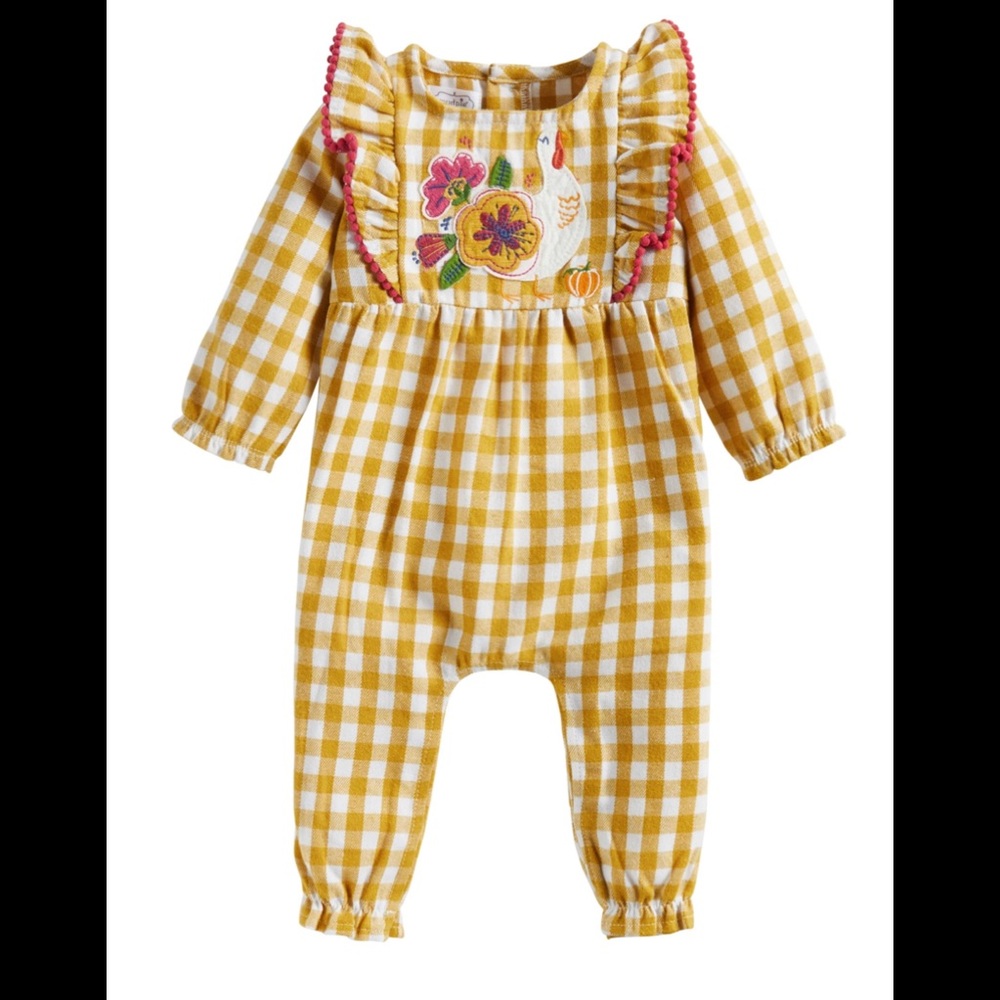 MudPie Gingham Turkey One piece Romper
